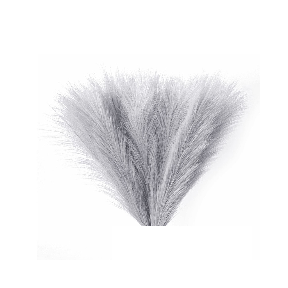 Faux Pampas Grass,18In/45Cm Artificial Grass 5 Stem Pompous Flower Arrangement For (Grey) Grey Exogio