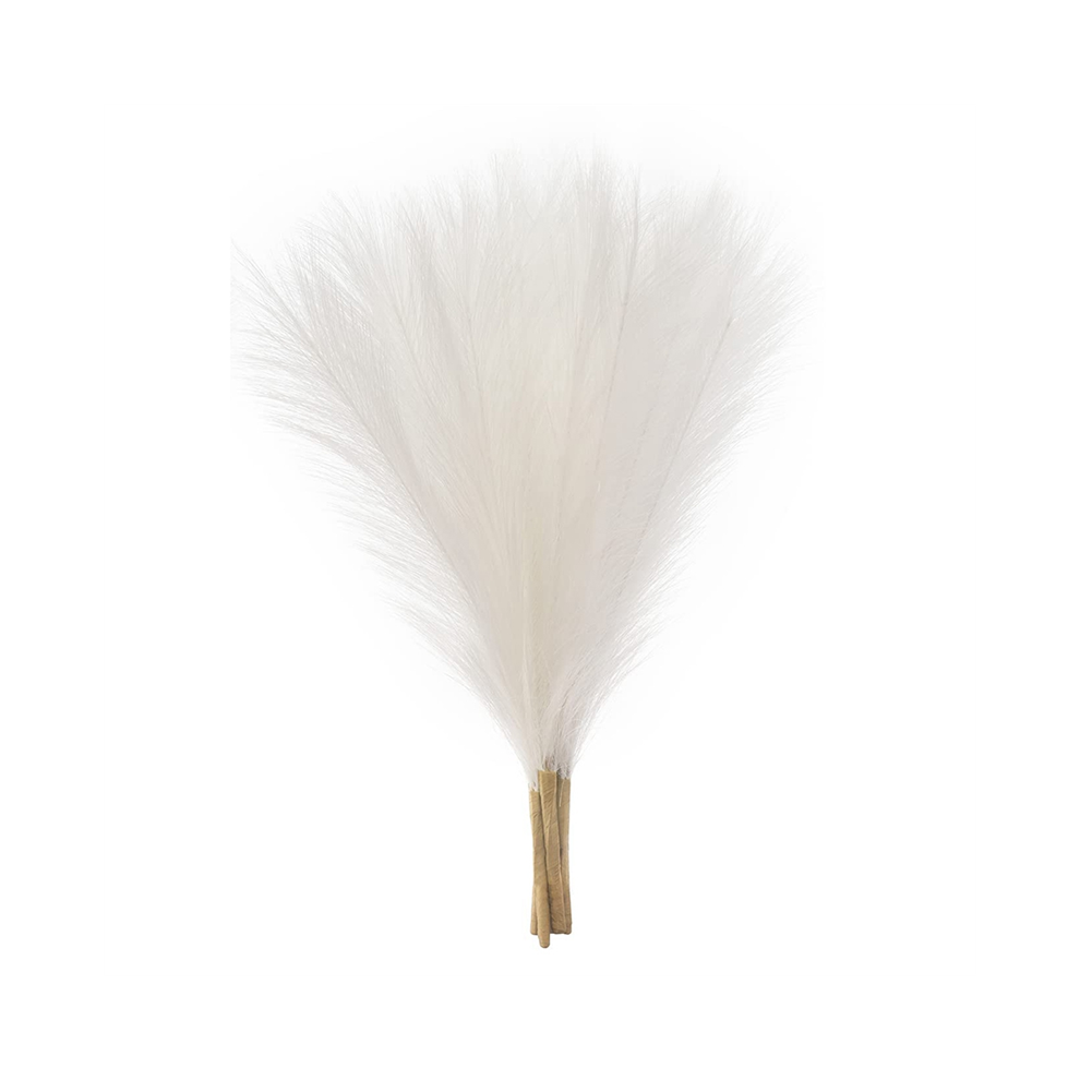 Faux Pampas Grass,18In/45Cm Artificial Grass 5 Stem Pompous Flower Arrangement For (White) White Exogio