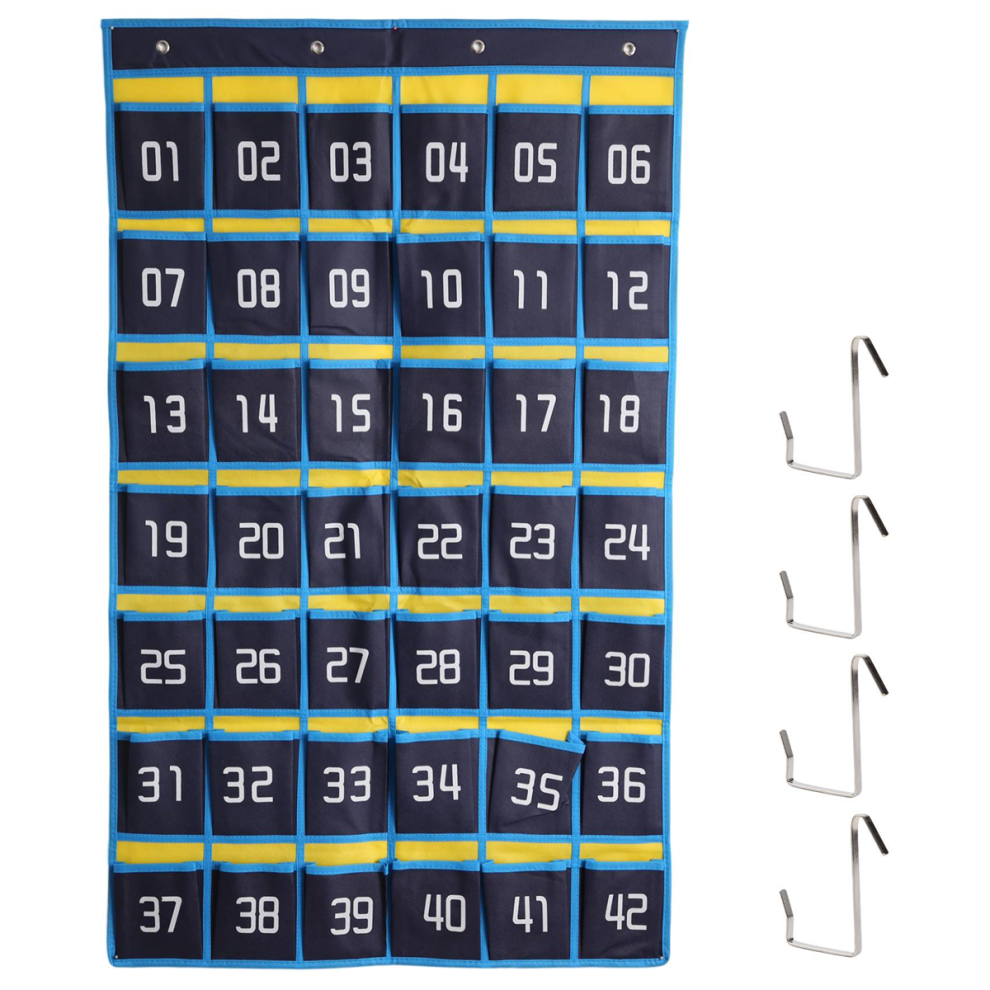 Exogio 42 Numbered Pockets Chart Cell Phone Hanging Organizer Storage Bag For Classroom Calculator Mobile Holders