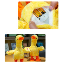 Patito parlante de peluche amarillo que camina con 2 pilas AA