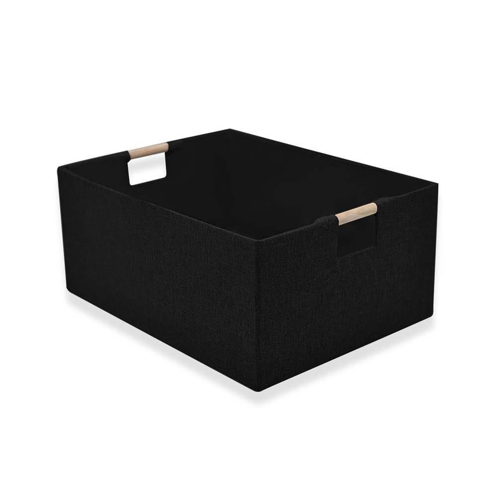 Rectangular Storage Bin Baskets For Decorative Basket With Wood Carry Handles A Exogio