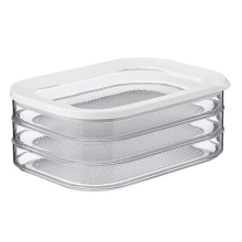 Contenedor de 1,6 l con 3 niveles para carne, tapa hermética, no apto para lavavajillas, se deforma, cajón para verduras de 3 niveles.