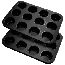 Teglia per muffin, confezione da 2 teglie in acciaio al carbonio per 12 muffin, stampo da forno con rivestimento antiaderente,