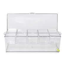 Contenitore per spezie, frutta e verdura con coperchio, contenitore per ingredienti in plastica, scatola, 5 scomparti, laterale