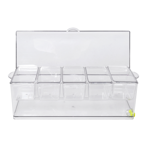 Fruit Vegetable Spice Container with Lid, Plastic Ingredient Container, Box, 5 Compartments, Side
