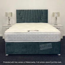 (5ft, 2 Drawers Footend, Emerald) New Aria Divan Bed Set + 10" Swiss Memory Mattress + 24" Matching Headboard