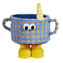 Cute Cup Storage Basket Funny Organizer Box with Handles Laundry Cases Shopping Toys Baskets Girls Gift Home Deco,Blue
