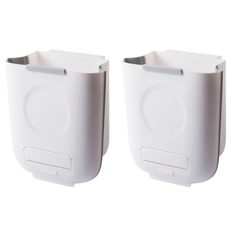 Hanging Kitchen Trash Can, Waste Bin,Small Plastic Folding Hang Garbage Can White 4852872843942