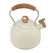 Hervidor beige con silbato de 2,5 L, 24,8 cm de alto, base de 19 cm