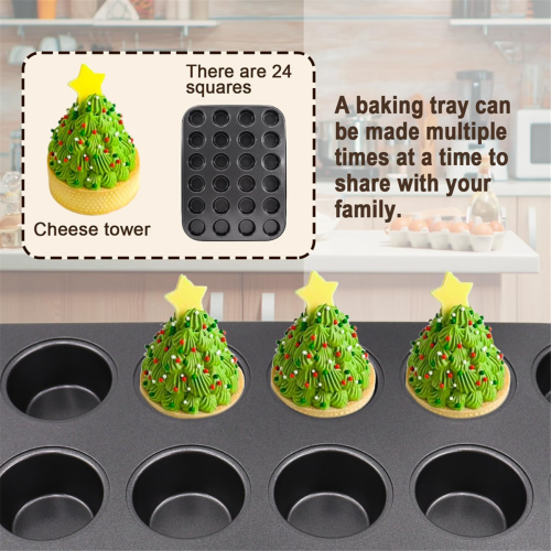 2 Pack Premium Nonstick Bakeware 24-Cup, Mini Muffin Pan, Dishwasher Oven Safe 2