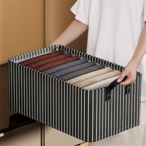 Beige Folding Metal Frame Clothes Storage Box Large Capacity Pants 2