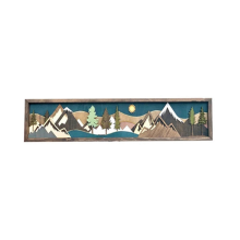 Wood Mountain Wall Art Bring Gable Decoration Sunset Moon Scene A