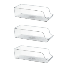 3pcs Drink Dispenser Organizer for Refrigerator, Clear Plastic Tall Skinny Soda Cans Holder Container Storage Bin