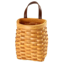 Panier mural en bois, boîte de rangement pour fruits et collations, panier fait main avec poignée en cuir style pastoral américain