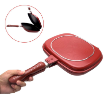 Padella quadrata bifacciale, teglia antiaderente per frittate, teglia per pancake, teglia per panini da campeggio per interni/esterni, 28 cm