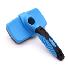 Brosse autonettoyante pour chiens, idéale pour la mue et le toilettage des chats à poils longs et courts, poils doux et indolores, bleu marine