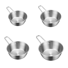 Round Rice Wine Bowl with Handle Stainless Steel Household Food Sauce Bowls Tableware Dinnerware Kitchen Utensils A