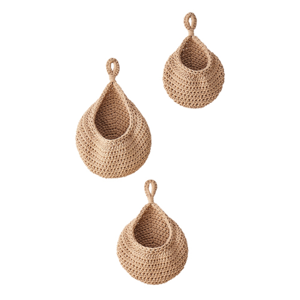 Wall Hanging Fruit Baskets For Kitchen 3 Pack Woven Produce Holder Vegetable Basket B Exogio