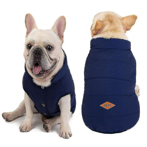 (L, dark blue) Soft Windproof Small Dog Coat 1