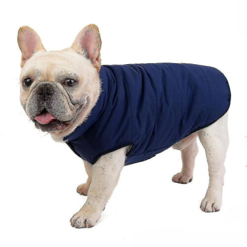 (M, dark blue) Soft Windproof Small Dog Coat