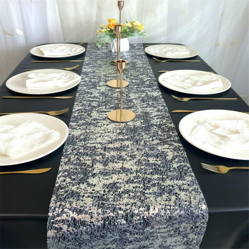 Silver Tablecloth Sequined Glitter Foil Metallic Fine Mesh Suitable for Various Occasions 1
