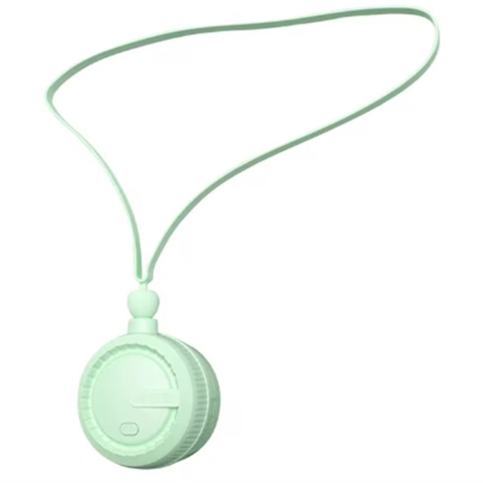 Portable Neck Fan Bladeless 3 Speeds Usb Charging Wearable Adjustable 360 Degree Rotating Green 4852752487952