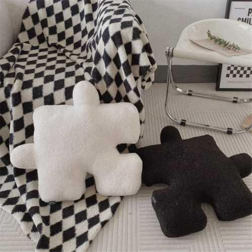 Plush Puzzle Pillow Irregular Shape Fun Suitable for Sofa and Bed White 2