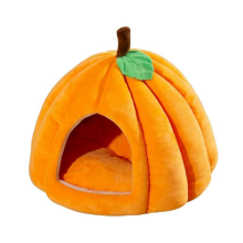 Pumpkin Cat Bed, Beds for Indoor Cats Shape Cave Bed,Cat Tent with Removable Cushion Orange Red M
