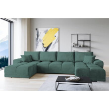 GABA LONDON U-Shaped Corner Sofa Bed Light Bottle Green Velvet