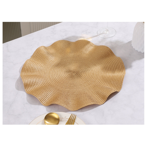 Set de table rond ondulé, anti-brûlure, isolant pour table à manger, style occidental, doré 2