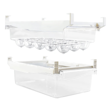 Fridge Organizer Set, Under-Shelf Drawer for Fruit, Eggs - Refrigerator Storage Box, Fresh-Keeping Kitchen Organization