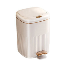 10L Luxury Pedal Trash Can for Bathroom, Large Capacity Waterproof Kitchen Recycle Bin with -Type Lid