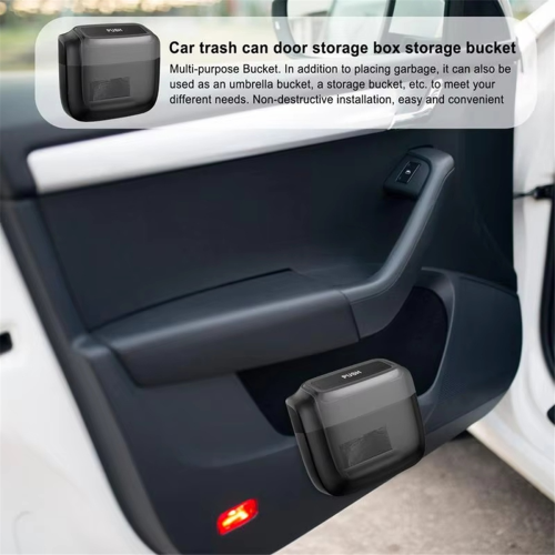 Car Trash Bin with Lid - Hanging Vehicle Garbage Dust Case, Pressing Square Can, Auto Interior Accessory 2