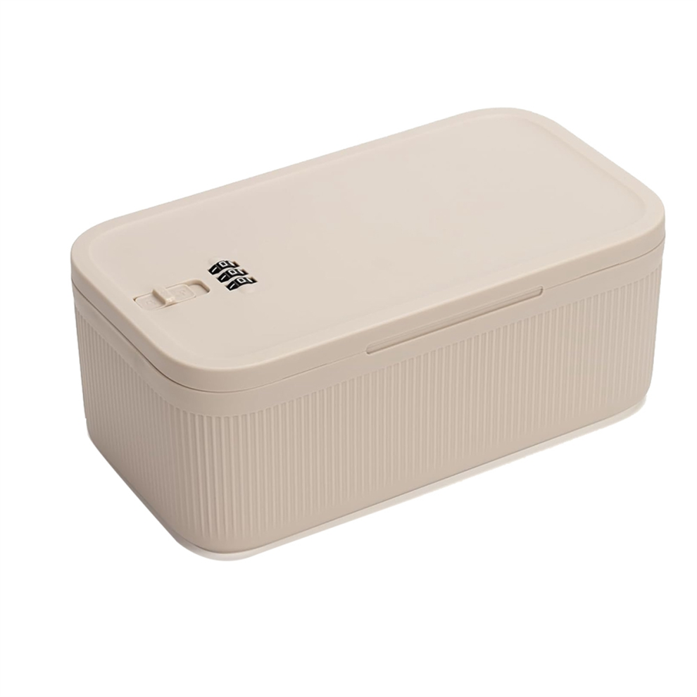 Lockable Storage Box, Locking Medicine Cell Phone Locked Jail, Containers Bin For Personal Refrigerator Home Beige Exogio