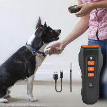 (Black Orange) Dog Bark Deterrent Device, 3-in-1 Rechargable Ultrasonic Anti Barking Device, Ultrasonic Training Tool For Unwanted Dog Behavior