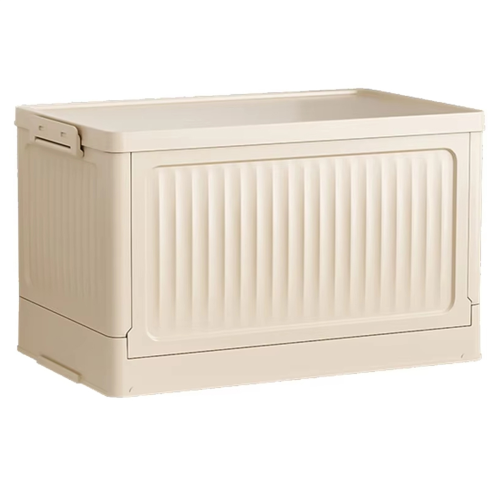 Large Capacity Folding Storage Box with Pulley - Stackable Plastic Organizer Lid, Portable Container for Home