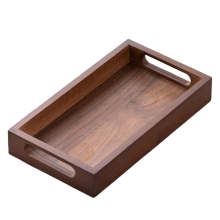 Rectangular Bamboo Wood Tea Tray Display Plate Walnut Color Cup Storage Handle Home Use Japanese Set 29x20x4cm