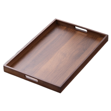 Rectangular Bamboo Wood Tea Tray Display Plate Walnut Color Cup Storage Handle Home Use Japanese Set 44x30x4cm