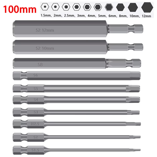 10Pc 1/4 Inch Hex Bits Driver Tamper Proof Security Drill Magnetic Bit Set Torx Screwdriver Flat Head High Quality 100mm 1