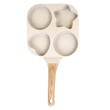 Padella antiaderente per uova, padella per la colazione multiforme, padella con manico staccabile per fornelli, graziose famiglie di pancake bianche