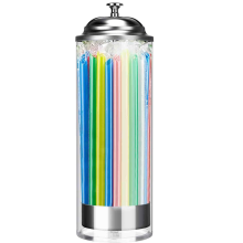 Porta cannucce in plastica trasparente da 10,6", organizer per bevande, contenitore trasparente per l'uso sul bancone (senza cannucce)