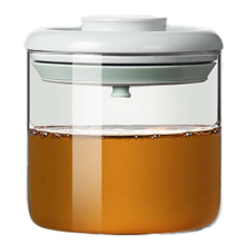 Honey Pot with Dipper and Lid Airtight Clear Container for Home Kitchen,Store Syrup,Easy to Clean