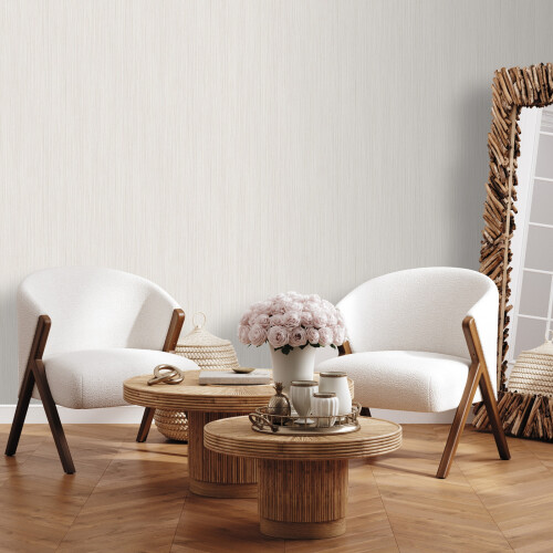 Muriva Plain Grey White Stripe Wallpaper Textured White Metallic Shimmer