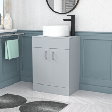 Nes Home Flat Pack 600mm Vanity Unit Cabinet With Worktop Matte Grey