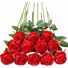 Artificial Flowers Set of 12 Artificial Roses,Deco Fake Silk Flowers with 19.68 Inch Single Stem,Realistic Flower for Family Garden Party Hotel Weddin