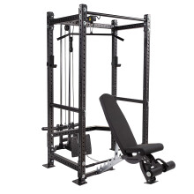 (206 x 60cm) GYM MASTER GM3 Power Rack Squat Cage with Dual Cable System and Bench