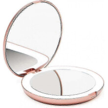 (Rose Gold) Fancii Led Lighted Travel Makeup Mirror, 1x/10x Magnification - Daylight Led, Compact, Portable, Lar