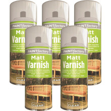 5 x 250ML CLEAR MATT VARNISH SPRAY ALL PURPOSE EXTERIOR INTERIOR
