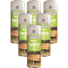 6 x 250ML CLEAR MATT VARNISH SPRAY ALL PURPOSE EXTERIOR INTERIOR