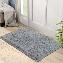 (Grey, 50x80cm (1.6ft x 2.6ft)) Shaggy Rug Soft Fluffy Carpet - Modern Living Room Bedroom Rugs - Large & Small Area Floor Mat - Anti-Slip Thick Pile
